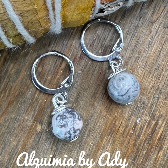 Gold jasper Stone Drop Earrings - Picture 1 of 1